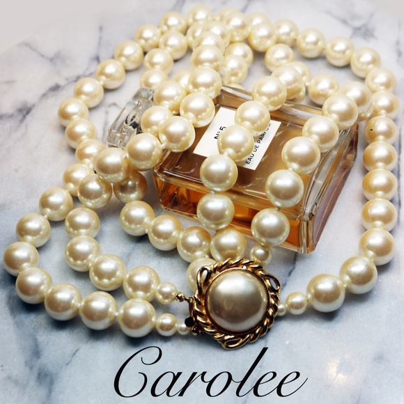 Carolee Three Strand Simulated Pearl Necklace - Picture 3 of 16